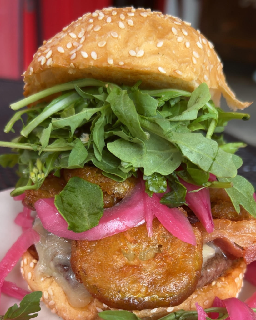 Spicy Fried Pickle Chip Burger
